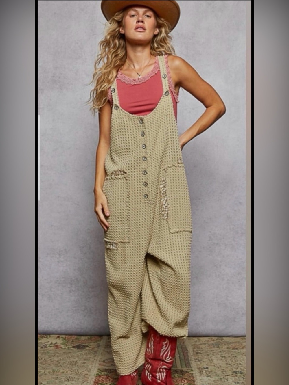 Chunky Knit Beige Overalls - Womens by POL